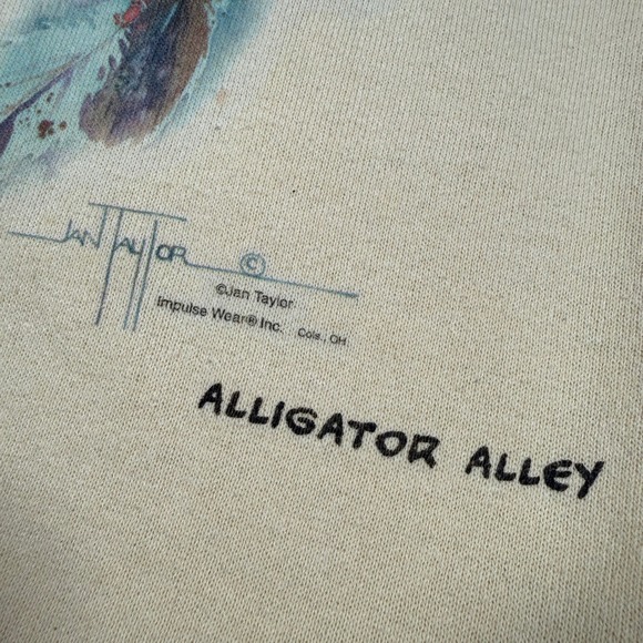 Vintage Nature Sweatshirt Mens XL Yellow Jan Taylor Native American Wolf - Picture 3 of 11